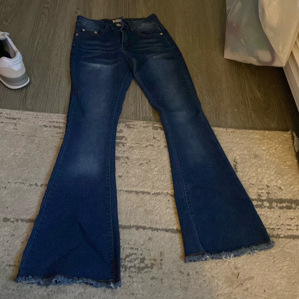 red bottoms flare jeans